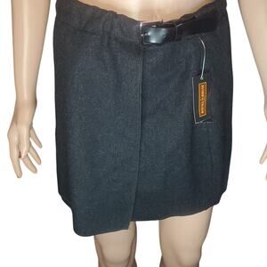 Y2K Oxford Fulham Wool Blend Wrap Mini Skirt 6 Gray Academia Rory Gilmore NEW